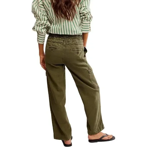 Free People We The Free Women Adventurer Green Park Ave Cargo Pants Size M - Picture 2 of 5